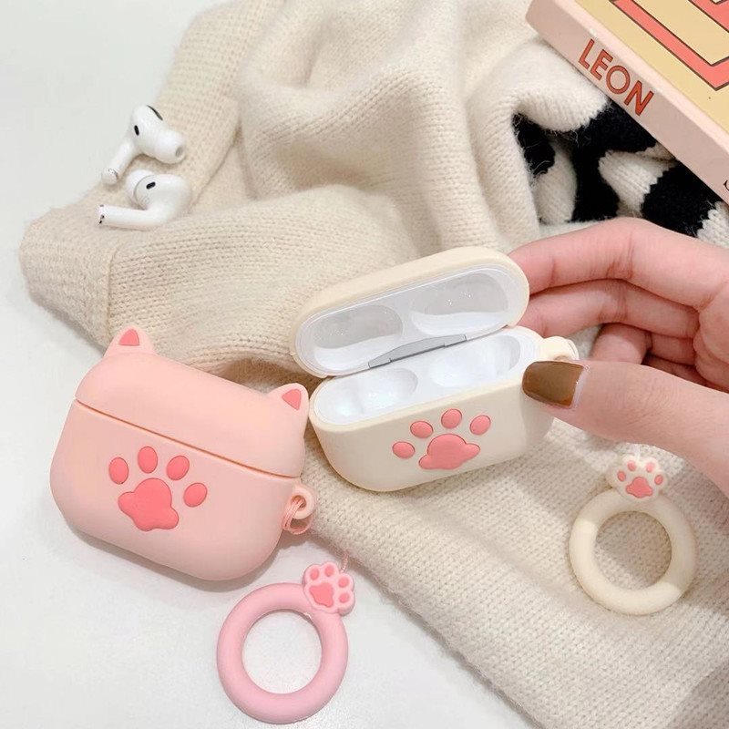 Cat Claw Headphone Case - Silicone Cartoon Cover Pink, White, Black 