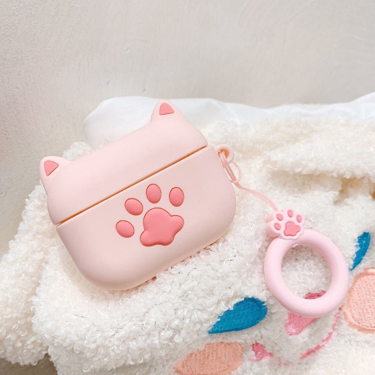 Cat Claw Headphone Case - Silicone Cartoon Cover Pink, White, Black 
