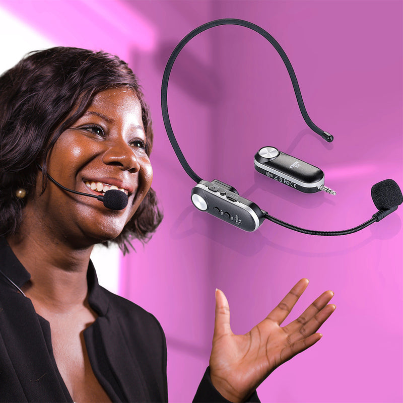 Wireless Headphone Mic - Compact UHF Tech 15m Range