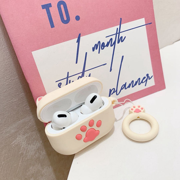 Cat Claw Headphone Case - Silicone Cartoon Cover Pink, White, Black 